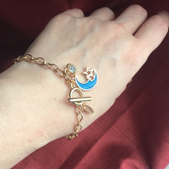 NEW Handcrafted Gold Link Crystal Charm Bracelet - Picture 3 of 3